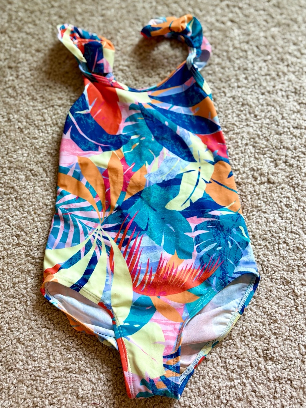 Kids Tropical Leaf One-Piece Swimsuit - Multicolor Size 5T